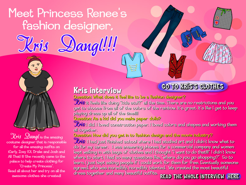 Kris Dangl Fashion Designer for Princess Renee